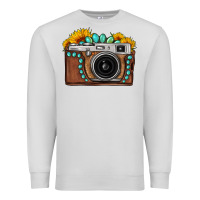 Dove Grey Sunflower Gemstone Vintage Camera Premium Sweatshirt - FaDigitalArtStudio