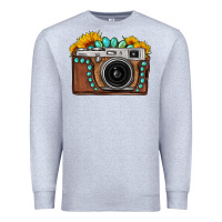 Heather Grey Sunflower Gemstone Vintage Camera Premium Sweatshirt - FaDigitalArtStudio