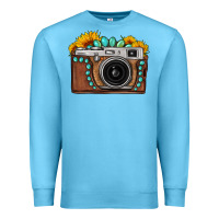 Ocean Blue Sunflower Gemstone Vintage Camera Premium Sweatshirt - FaDigitalArtStudio