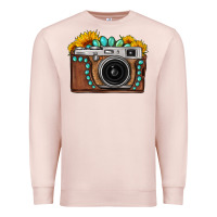 Pale Pink Sunflower Gemstone Vintage Camera Premium Sweatshirt - FaDigitalArtStudio