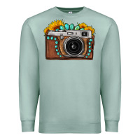 Seafoam Sunflower Gemstone Vintage Camera Premium Sweatshirt - FaDigitalArtStudio