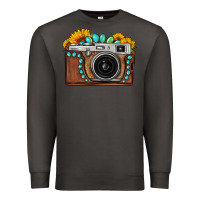 Smoke Sunflower Gemstone Vintage Camera Premium Sweatshirt - FaDigitalArtStudio