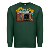 Sports Green Sunflower Gemstone Vintage Camera Premium Sweatshirt - FaDigitalArtStudio