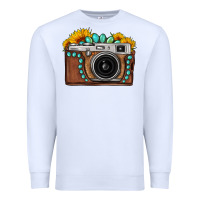 White Sunflower Gemstone Vintage Camera Premium Sweatshirt - FaDigitalArtStudio