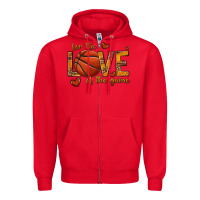 Red for the love of the game basketball Zipper Hoodie - texasbilliewilder