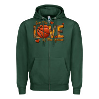 Sports Green for the love of the game basketball Zipper Hoodie - texasbilliewilder