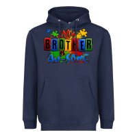 Navy my brother is ausome autism Heavyweight Hoodie - Zillion Design Studio