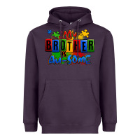 Plum my brother is ausome autism Heavyweight Hoodie - Zillion Design Studio