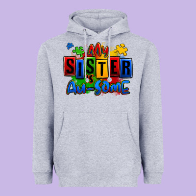 My Sister Is Ausome Autism Heavyweight Hoodie Designed By Zillion Design Studio