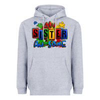Heather Grey my sister is ausome autism Heavyweight Hoodie - Zillion Design Studio
