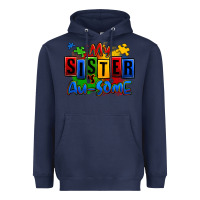 Navy my sister is ausome autism Heavyweight Hoodie - Zillion Design Studio