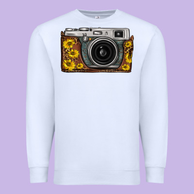 Sunflower Leopard Vintage Camera Premium Sweatshirt Designed By Fadigitalartstudio