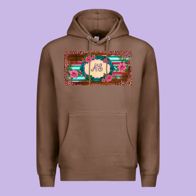 Preview Western Pink Flovers Leopard Serape   License Plate Template Premium Hoodie Designed By Barkaloodesign