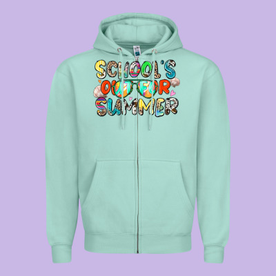 School's Out For Summer Zipper Hoodie Designed By Zillion Design Studio