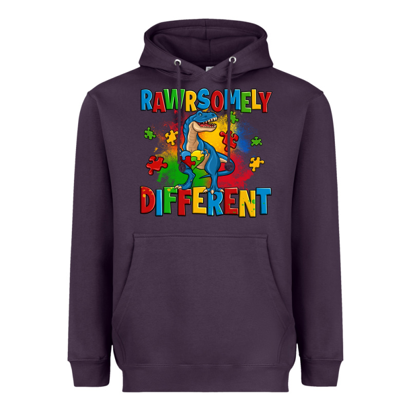 Rawrsomely Different Autism Trex Heavyweight Hoodie by Zillion Design Studio | Teevron