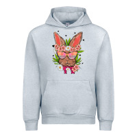 Heather Grey bunny with floral Urban Hoodie - MaliasSmallBusiness