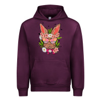 Mauve Wine bunny with floral Urban Hoodie - MaliasSmallBusiness