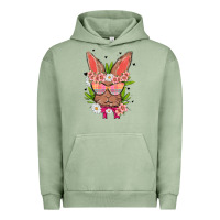 Pigment Oil Green bunny with floral Urban Hoodie - MaliasSmallBusiness