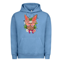 Pigment Pebble Blue bunny with floral Urban Hoodie - MaliasSmallBusiness