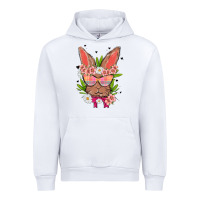 White bunny with floral Urban Hoodie - MaliasSmallBusiness