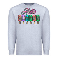 Heather Grey hello summer Premium Sweatshirt - CowhideDigitalArt