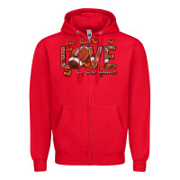 Red for the love of the game football Zipper Hoodie - texasbilliewilder
