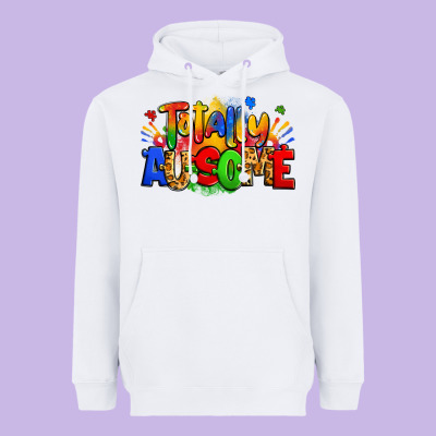 Totally Ausome Autism Heavyweight Hoodie Designed By Zillion Design Studio