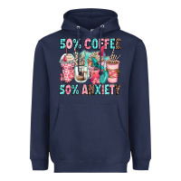 Navy 50 coffee 50 anxiety coffee cups Heavyweight Hoodie - Zillion Design Studio