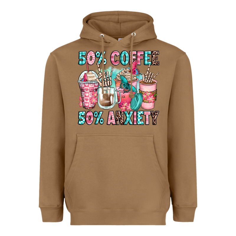 50 Coffee 50 Anxiety Coffee Cups Heavyweight Hoodie by Zillion Design Studio | Teevron