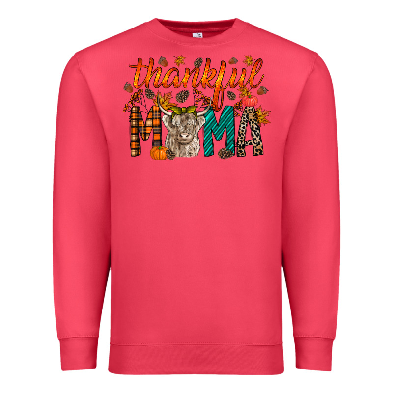 Thankful Mama Highland Cow Premium Sweatshirt by RacoonDesign | Teevron