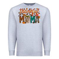 Heather Grey thankful mama highland cow Premium Sweatshirt - RacoonDesign