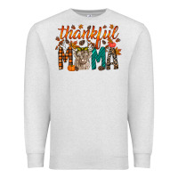 Oatmeal Heather thankful mama highland cow Premium Sweatshirt - RacoonDesign