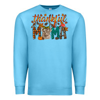 Ocean Blue thankful mama highland cow Premium Sweatshirt - RacoonDesign