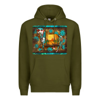 Army Green western horse sunset turquoise's gemstones mousepad Premium Hoodie - BarkalooDesign
