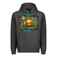 Charcoal Heather western horse sunset turquoise's gemstones mousepad Premium Hoodie - BarkalooDesign