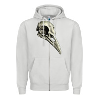 Dove Grey Raven Skull Zipper Hoodie - RanaPortraitStore
