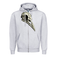 Heather Grey Raven Skull Zipper Hoodie - RanaPortraitStore