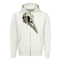 Oatmeal Heather Raven Skull Zipper Hoodie - RanaPortraitStore