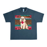 Midnight Navy standart poodle floral Urban Heavy Tee - Artiststas