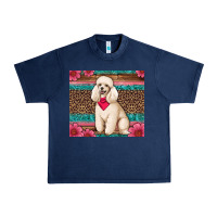 Navy standart poodle floral Urban Heavy Tee - Artiststas