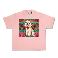 Salmon standart poodle floral Urban Heavy Tee - Artiststas