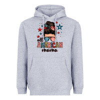 Heather Grey all american mama messy bun Heavyweight Hoodie - Zillion Design Studio