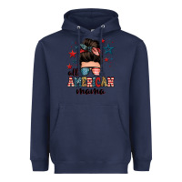 Navy all american mama messy bun Heavyweight Hoodie - Zillion Design Studio