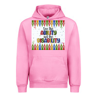 Fuchsia Pink see the ability not the disability Urban Hoodie - MaliasSmallBusiness