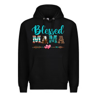 Black blessed mama serape cowhide turquoise Premium Hoodie - Jasminsmagicworld