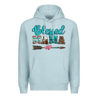 Blue Mist blessed mama serape cowhide turquoise Premium Hoodie - Jasminsmagicworld