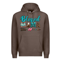 Coffee blessed mama serape cowhide turquoise Premium Hoodie - Jasminsmagicworld