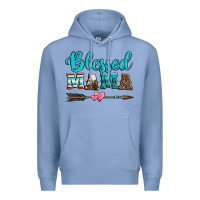 Colony Blue blessed mama serape cowhide turquoise Premium Hoodie - Jasminsmagicworld