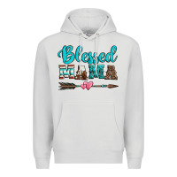 Dove Grey blessed mama serape cowhide turquoise Premium Hoodie - Jasminsmagicworld