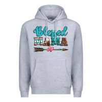Heather Grey blessed mama serape cowhide turquoise Premium Hoodie - Jasminsmagicworld